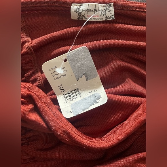 NWT Free People Meant to Be Bodysuit Cherry Chai Ruched Tie Rust Square Fall S - Picture 10 of 12